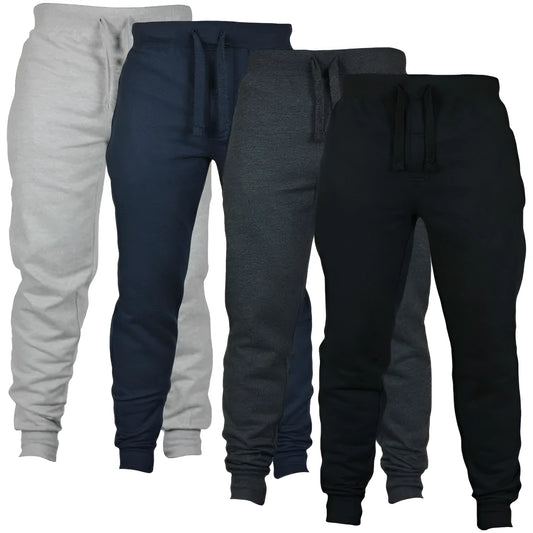 Men's solid colour cotton fleece pants with a drawstring waistband.