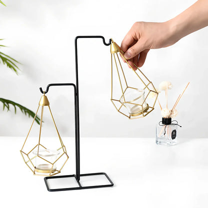 Geometric wrought iron candle holder in choice of 10 colours for home wall or table decoration