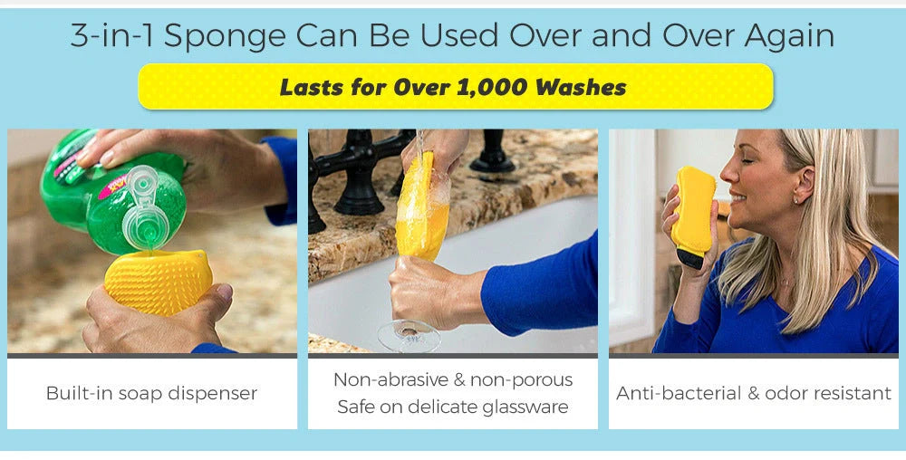 Versatile 3-in-1 Silicone Scrubber and Squeegee for Efficient Kitchen Cleaning