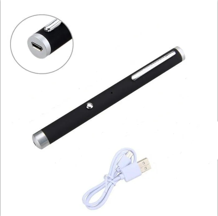 Set of three 5mw green laser pointer pens in black, camouflage, and white colours on a desk.