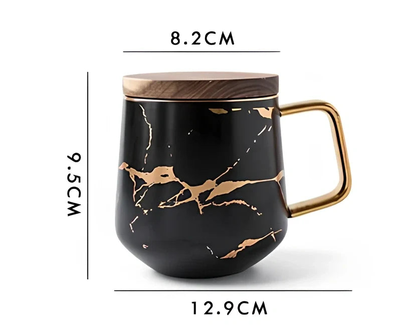 White ceramic coffee mug with double-wall construction showing cross-section insulation detail