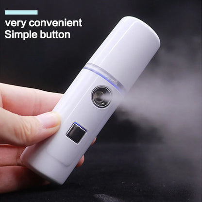 Nano portable facial humidifier in Pink, Transparent or White, 3.2 x 11.3 cm, 30ml tank, USB charging
