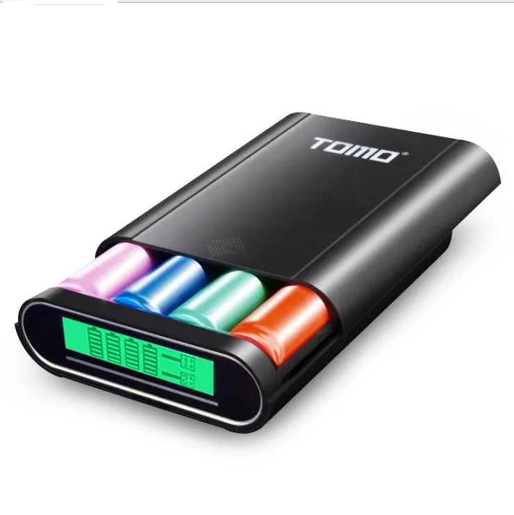 Black and white DIY mobile power box with LCD display for 18650 battery charging
