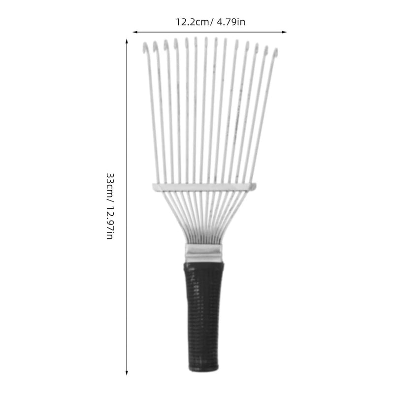 Demating brush rake comb pet grooming tool with stainless steel teeth and ergonomic handle for dogs and horses undercoat removal massage and scrubber cleaning size 33x12 cm black colour durable construction