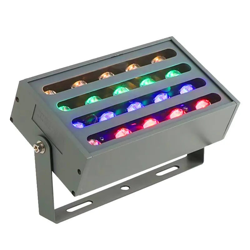 Outdoor LED Rainbow Tree Lamp spotlight with aluminium alloy shell for waterproof RGB colour projection in parks.