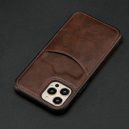 Dark blue PU protective case for iPhone models 7 through 14 with fall protection