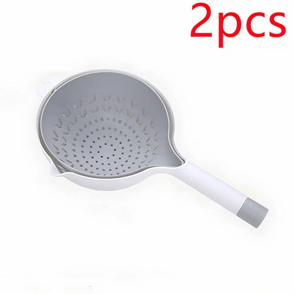 White plastic double-layer drain basket measuring 10×12.2×23cm with mesh design