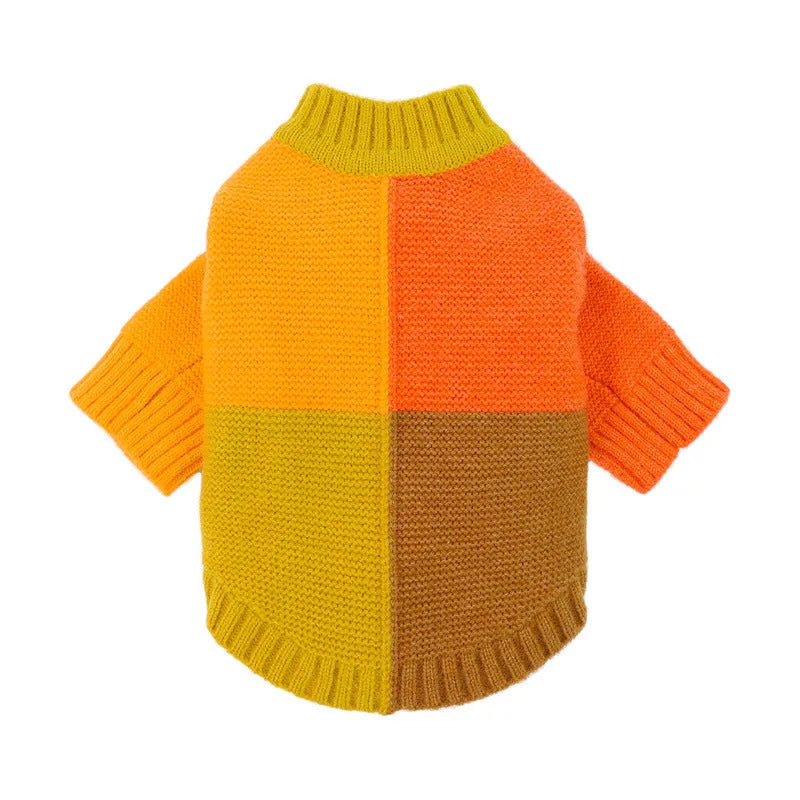 Acrylic dog sweater in yellow, pink, and white, casual unisex pet clothing sizes No. 1 to No. 6