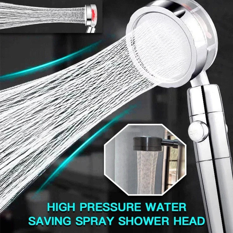 High-Pressure Handheld Shower Head with Turbo Propeller and Cotton Filter for Luxurious Spa-Like Shower Experience
