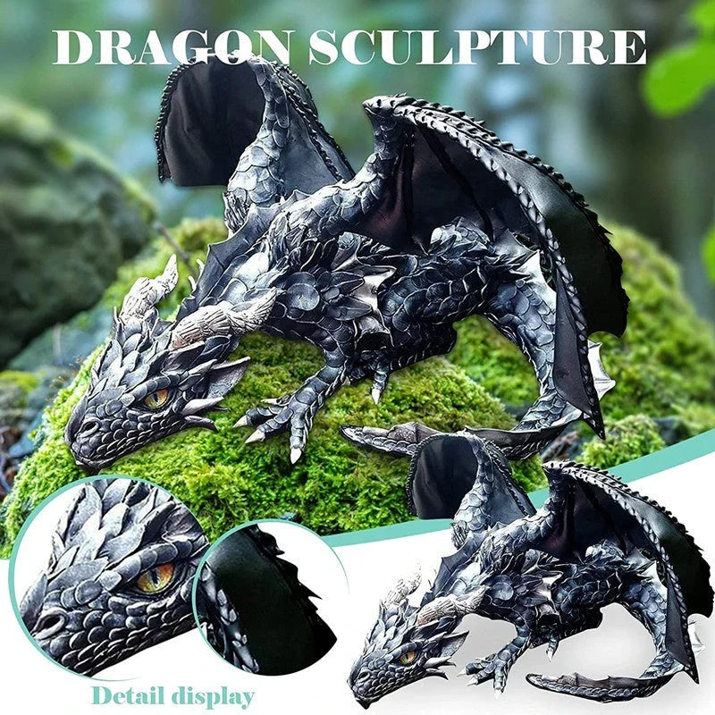 Magnificent resin dragon statue with intricate, hand-painted details for captivating outdoor garden decor