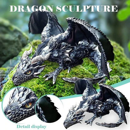 Magnificent resin dragon statue with intricate, hand-painted details for captivating outdoor garden decor