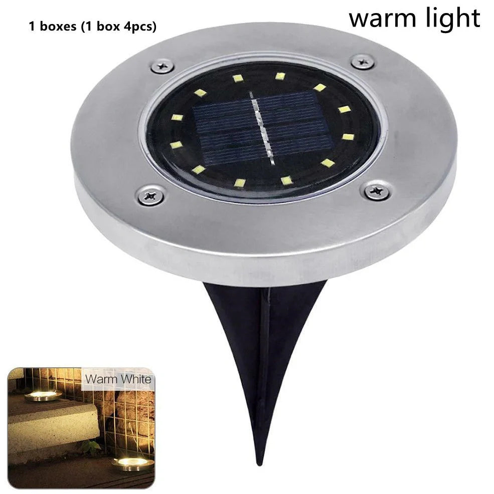 12 LED solar underground lawn light with 12x12x14cm dimensions and IP65 waterproof rating