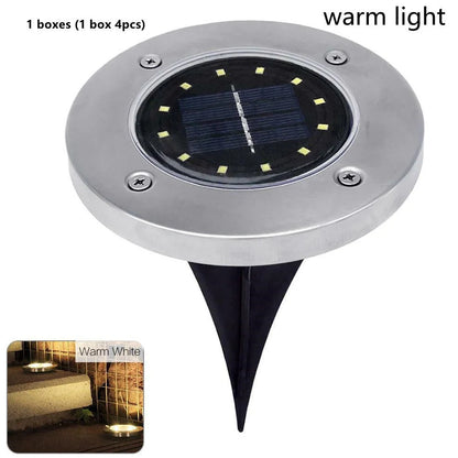 12 LED solar underground lawn light with 12x12x14cm dimensions and IP65 waterproof rating
