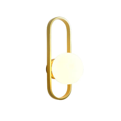 Minimalist wall lamp in black or gold finish with glass shade and 12W tri-colour LED lighting