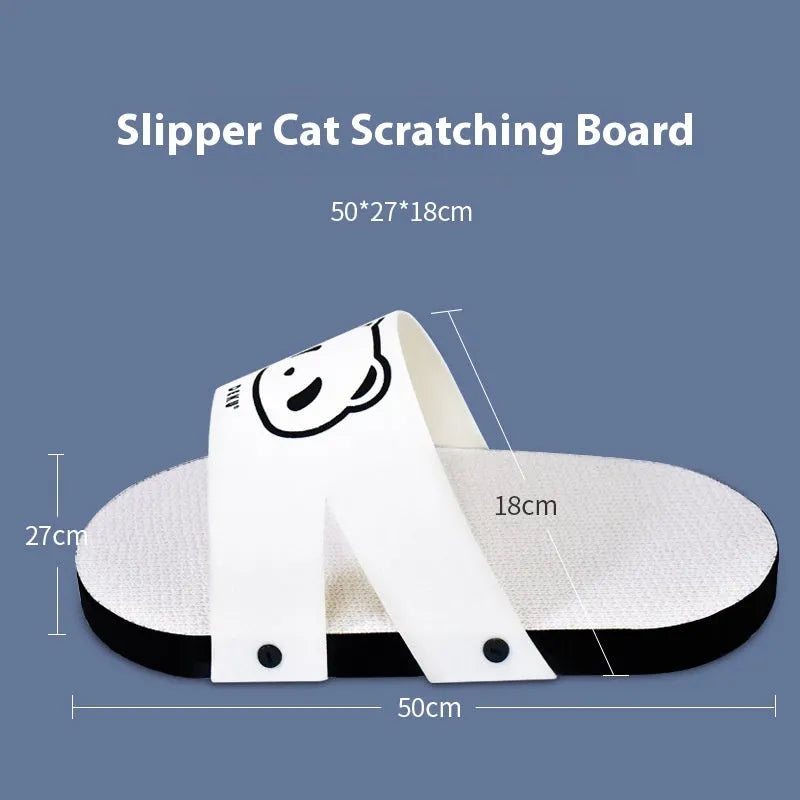 White slipper-style cat scratch board made from corrugated paper