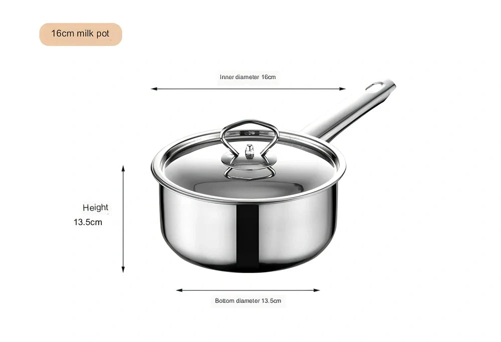 Stainless steel cookware set with 12 pots, glass lids, and utensils in compact 45cm storage package
