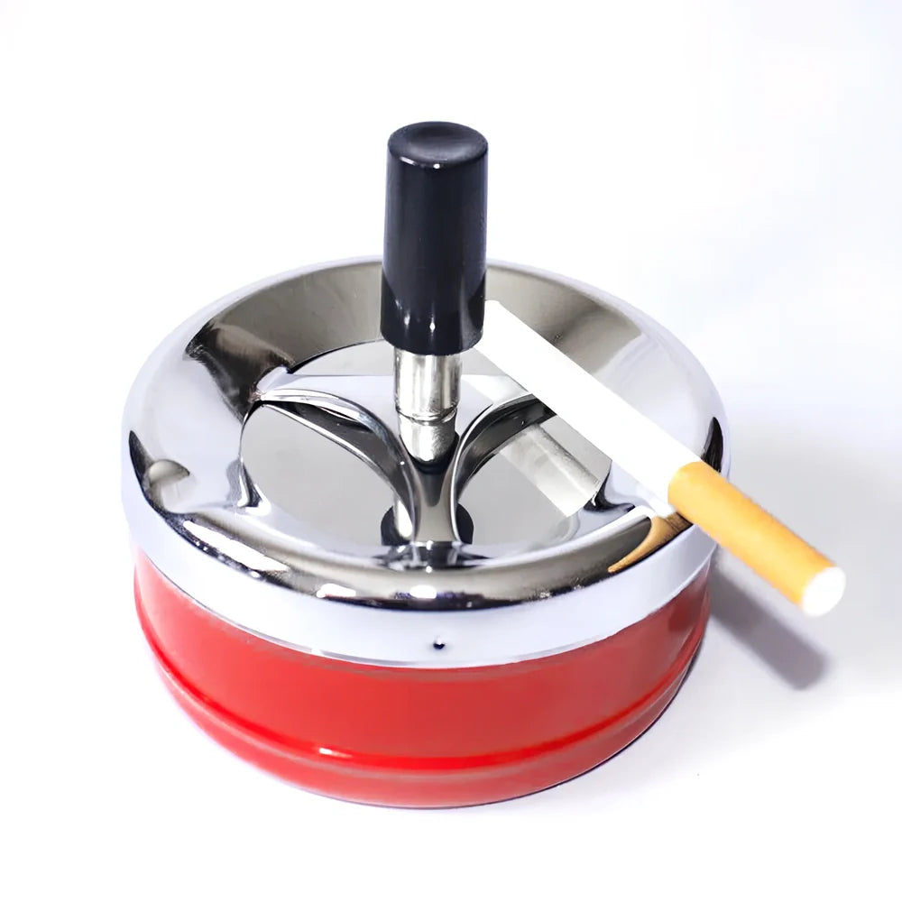 Windproof alloy ashtray with minimalist design in black colour showing 15cm diameter