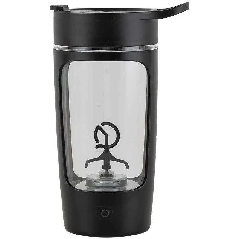Portable automatic juice blender cup in black, blue, pink, or white, showing 650ml capacity and compact size.