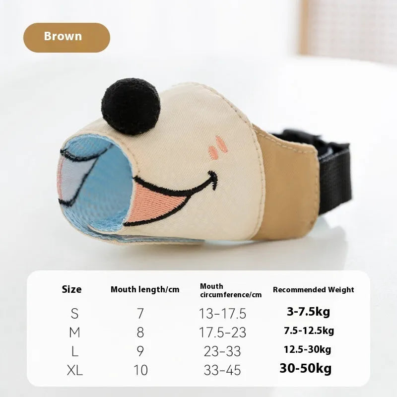 Canvas dog muzzle in Ollie Brown Bear colour, suitable for dogs 3-50kg with four size options