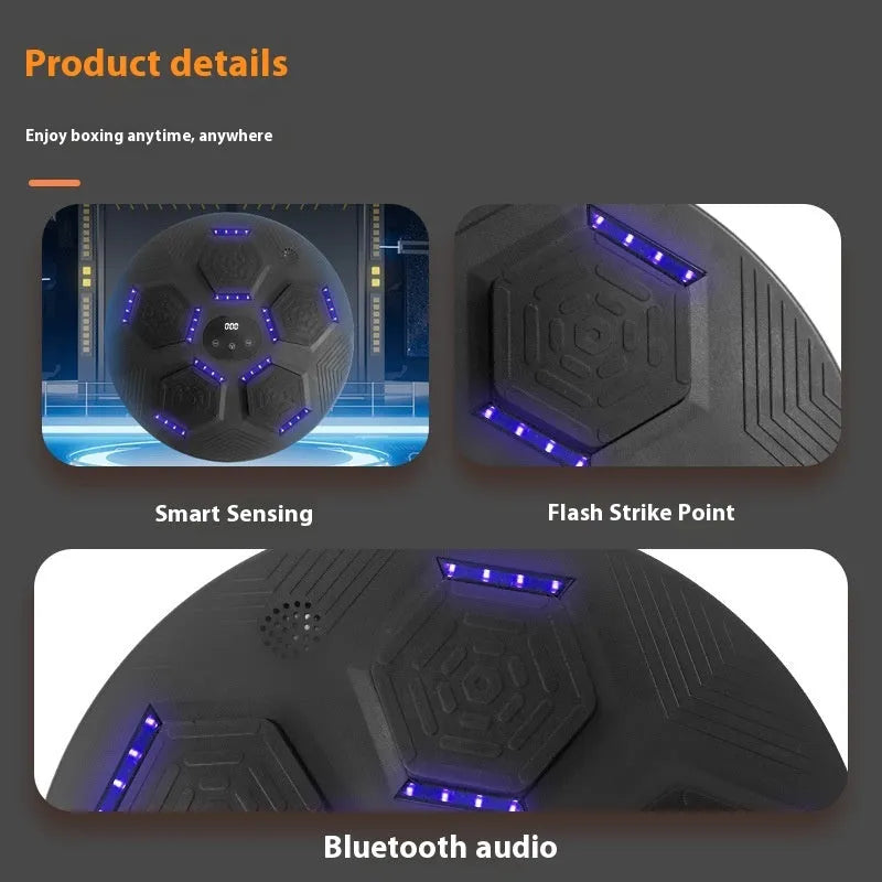 Smart music boxing machine hanging wall target set in black, grey, or orange with matching gloves
