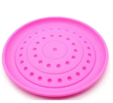Rubber dog frisbee plastic pet toy in small and large sizes with multiple colour options