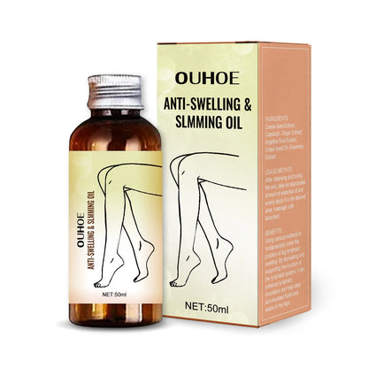 50ml bottle of leg massage essential oil with six botanical extracts for moisturizing body care