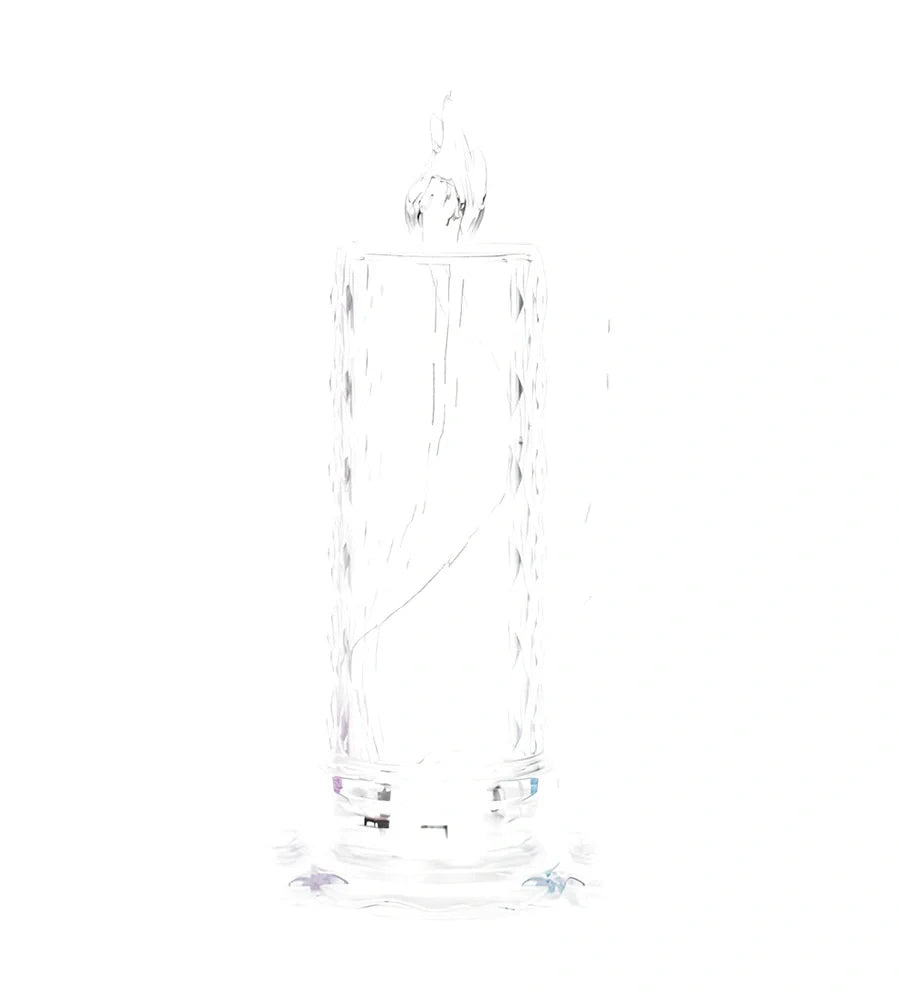 LED electronic candle light in transparent colour with diamond pattern, 15cm height