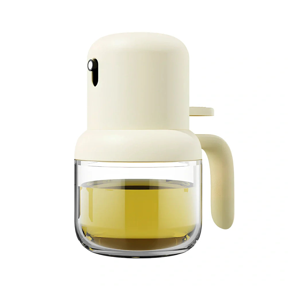 180ml glass oil spray bottle in beige, green, or yellow for even BBQ oil mist, compact 145mm height