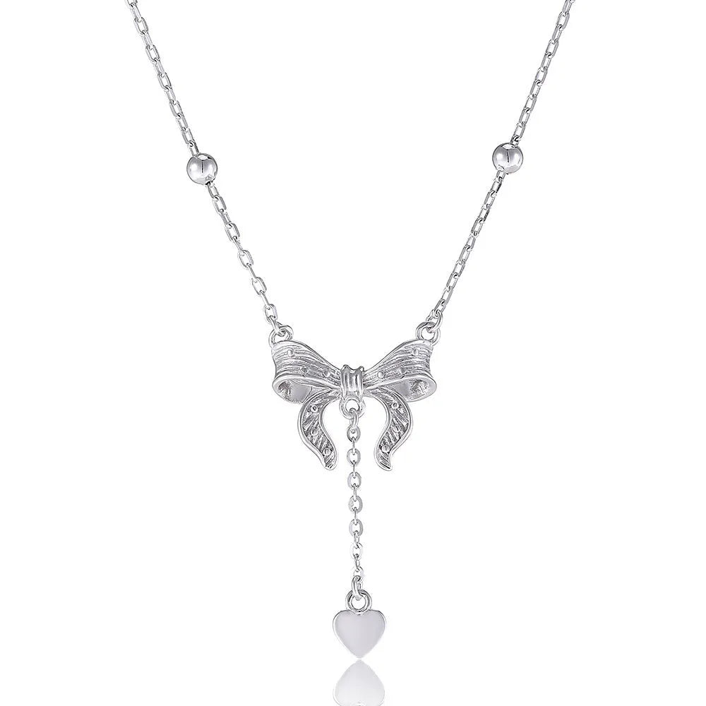 S925 sterling silver butterfly heart pendant on an adjustable O-ring chain necklace.