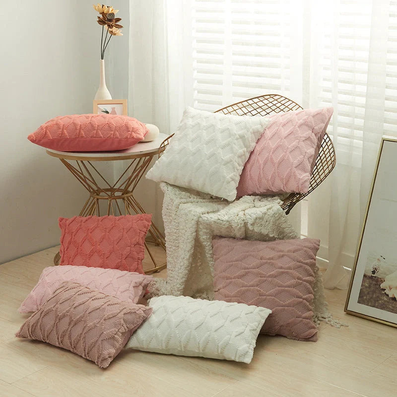 Luxury fur cushion cover in various colors, perfect for sofa or bed decor