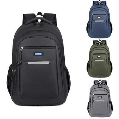 Grey casual Oxford cloth men's backpack with a breathable back panel