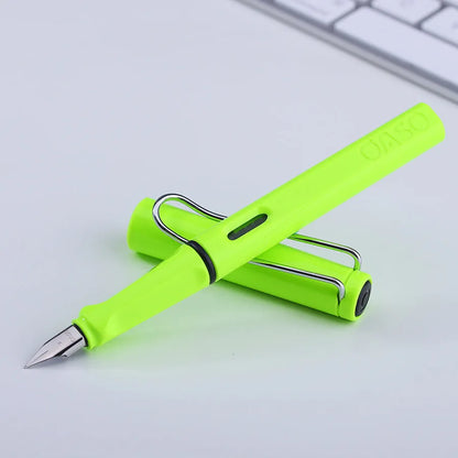 A multicolour ink sac pen with a 0.5mm steel nib and plastic body, shown with F and EF tip options.