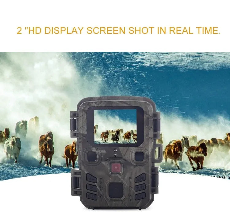 Black monitoring infrared night vision device with 12MP resolution and TF card slot