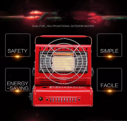 Multifunctional tent heater and roasting stove with dual gas capability for outdoor adventures