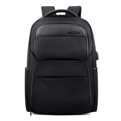 Men's USB charging anti-theft backpack in grey, blue, or black with multiple compartments