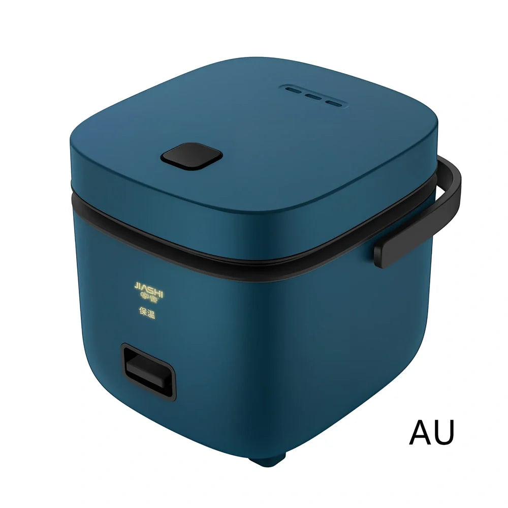 Compact brown 1-2 litre electric rice cooker, 180x200x180mm, with mechanical controls and aluminium pot for small UK kitchens