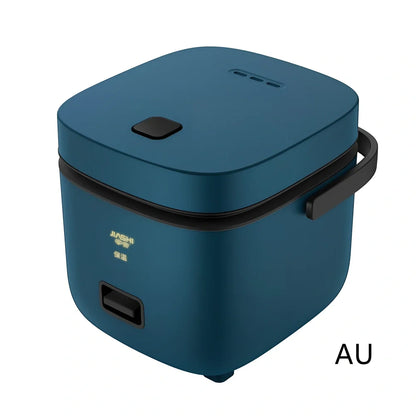 Compact brown 1-2 litre electric rice cooker, 180x200x180mm, with mechanical controls and aluminium pot for small UK kitchens