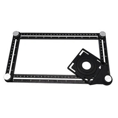 Aluminium six-fold ruler extended to 31cm with ceramic tile hole locator component visible