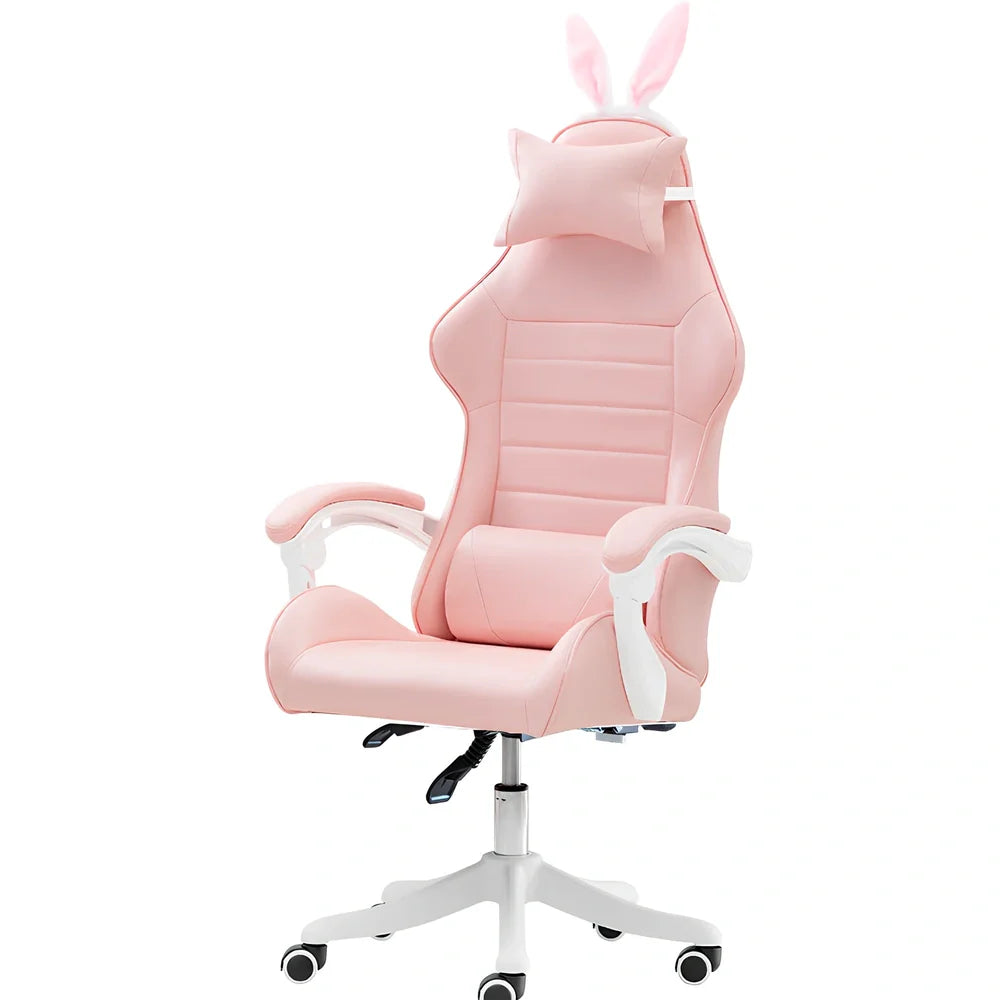 Adjustable height computer gaming chair with swivel base in green lace pattern