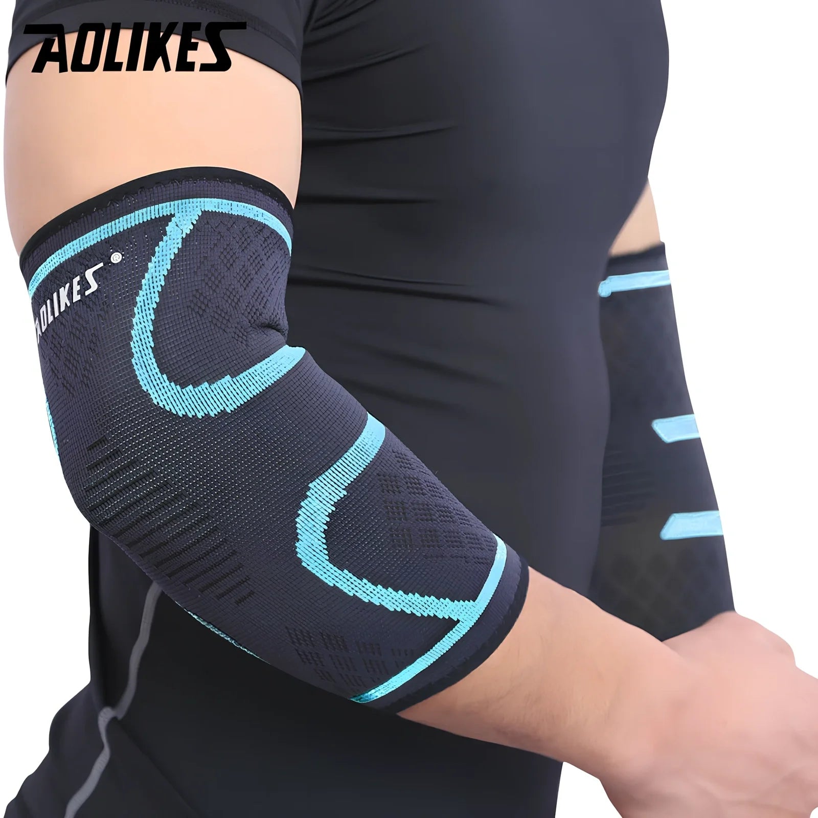 AOLIKES black elbow support with latex silk lining for basketball and volleyball sports compression