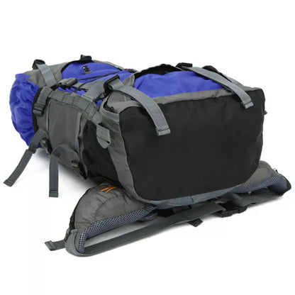 Extra Large Outdoor 60L Travel Backpack with external storage and waist bags
