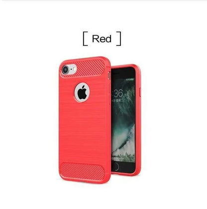 A solid colour shockproof TPU back cover case for an iPhone, shown in a choice of colours.