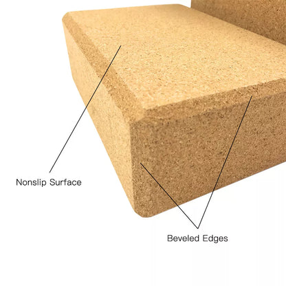 Natural cork yoga brick with nonslip surface for enhanced stability and alignment