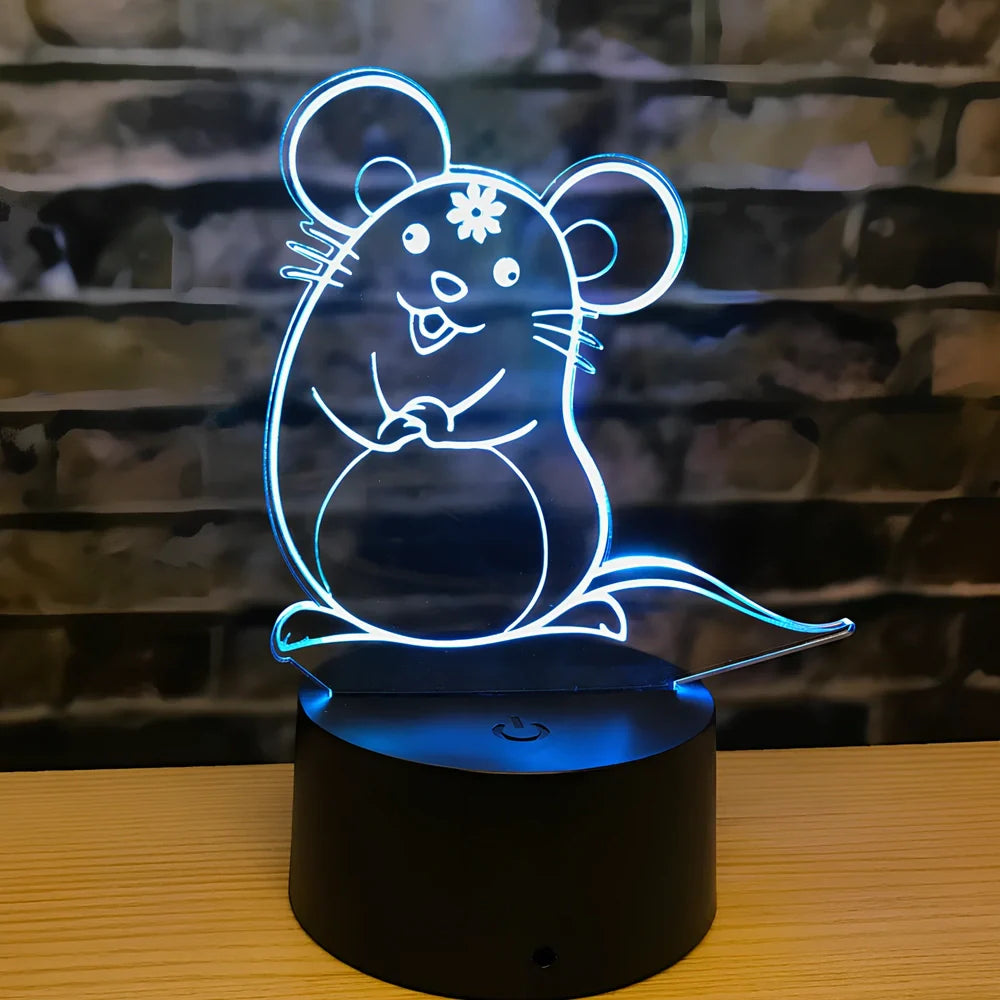 Zodiac LED night light with touch control showing dragon design and seven colour illumination options