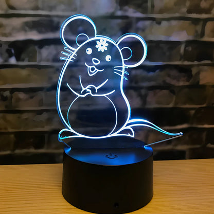 Zodiac LED night light with touch control showing dragon design and seven colour illumination options