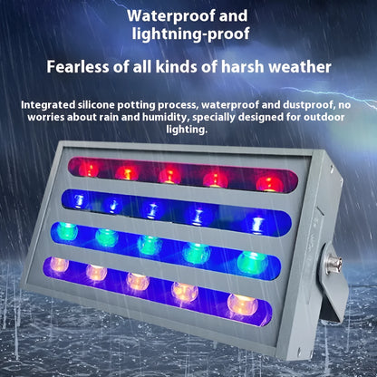 Outdoor LED Rainbow Tree Lamp spotlight with aluminium alloy shell for waterproof RGB colour projection in parks.