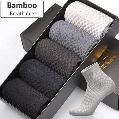 Men's bamboo fibre business socks with small square pattern in five colour options