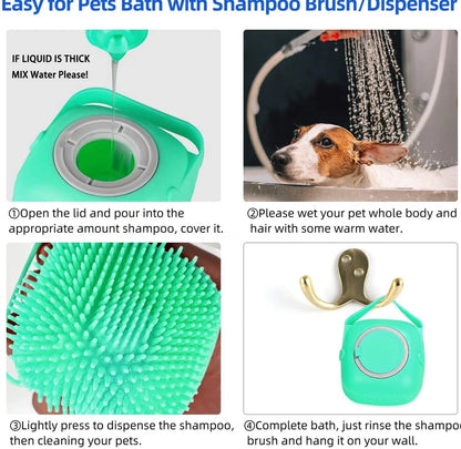 Silicone scrubber dispenser in blue colour showing soap distribution through bristles