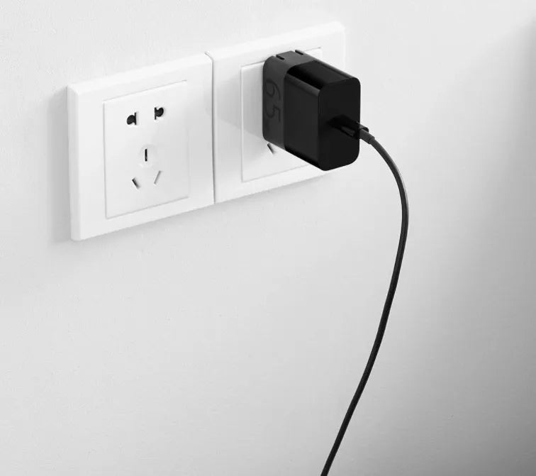 Black ZMI 65W USB-C laptop power adapter with GaN technology
