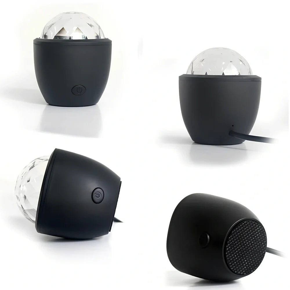 Mini USB voice activated crystal magic ball LED disco projector with 3 colour lights